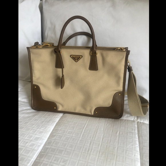 Canvas and Leather Prada Satchel/Crossbody - Picture 1 of 11